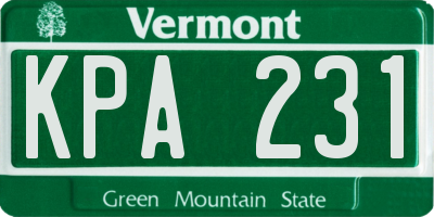 VT license plate KPA231