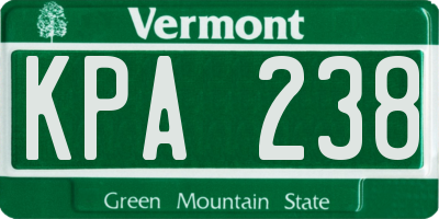 VT license plate KPA238