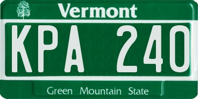 VT license plate KPA240