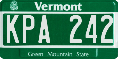 VT license plate KPA242