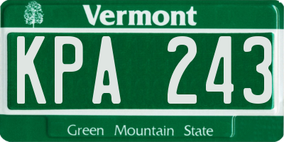VT license plate KPA243