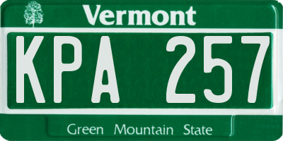 VT license plate KPA257