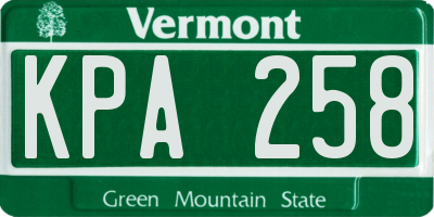VT license plate KPA258