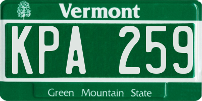 VT license plate KPA259