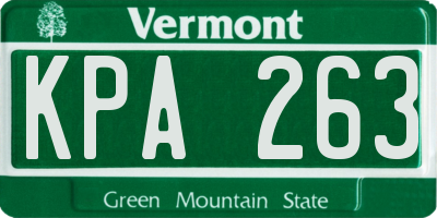 VT license plate KPA263