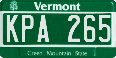 VT license plate KPA265