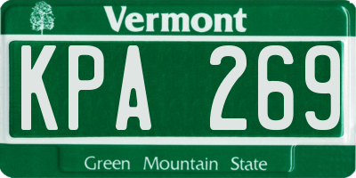 VT license plate KPA269