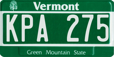 VT license plate KPA275