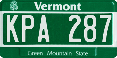 VT license plate KPA287