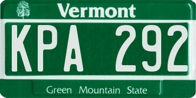VT license plate KPA292