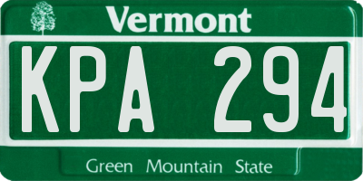 VT license plate KPA294