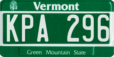 VT license plate KPA296