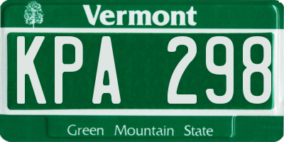 VT license plate KPA298