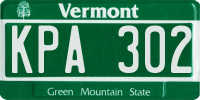 VT license plate KPA302