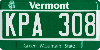 VT license plate KPA308