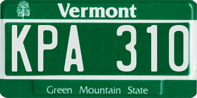 VT license plate KPA310
