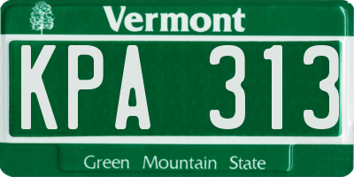 VT license plate KPA313