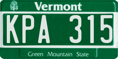VT license plate KPA315