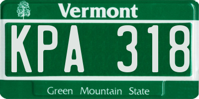 VT license plate KPA318