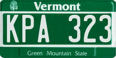 VT license plate KPA323