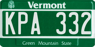 VT license plate KPA332