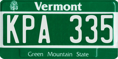 VT license plate KPA335