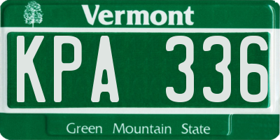 VT license plate KPA336