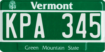 VT license plate KPA345