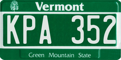 VT license plate KPA352