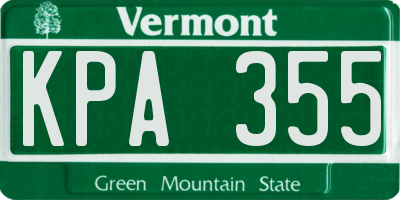 VT license plate KPA355
