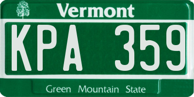 VT license plate KPA359