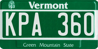 VT license plate KPA360