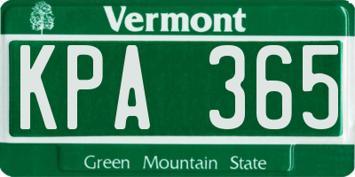 VT license plate KPA365