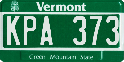 VT license plate KPA373