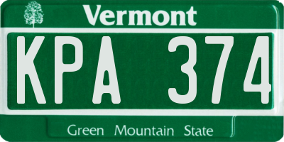 VT license plate KPA374