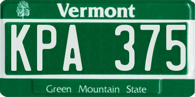 VT license plate KPA375
