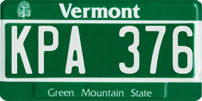 VT license plate KPA376