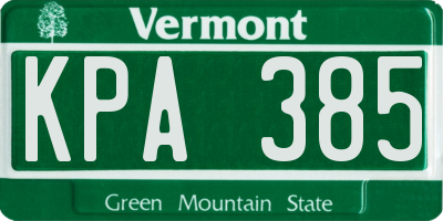 VT license plate KPA385