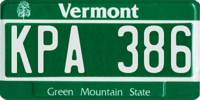 VT license plate KPA386