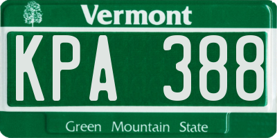 VT license plate KPA388