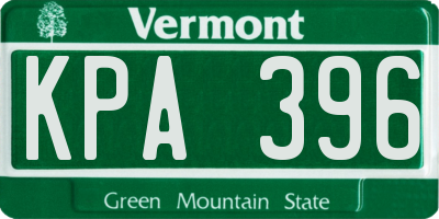 VT license plate KPA396
