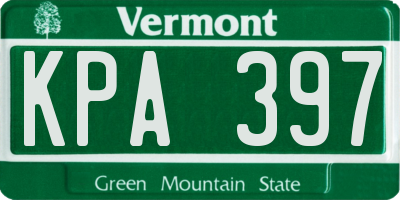 VT license plate KPA397