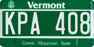 VT license plate KPA408