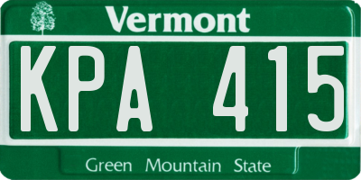 VT license plate KPA415