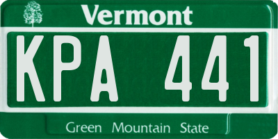 VT license plate KPA441