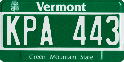 VT license plate KPA443