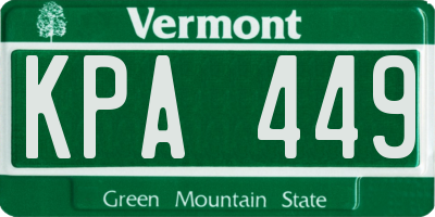 VT license plate KPA449