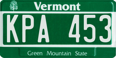 VT license plate KPA453