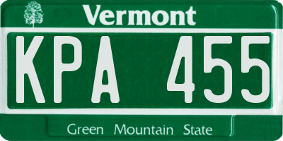 VT license plate KPA455