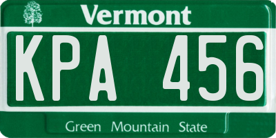 VT license plate KPA456